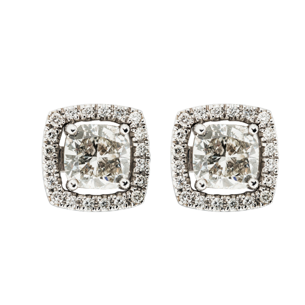 HALO CUSHION DIAMOND EARRINGS